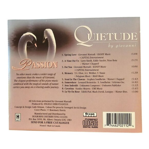 Quietude By Giovanni Passion CD Music Romantic Melodies Album 37646cd - Picture 2 of 2